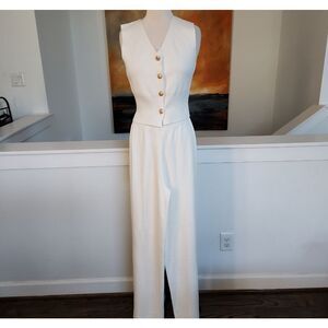 RIVIR Knit White Button-Down Top With Matching Pant Size S. NWOT